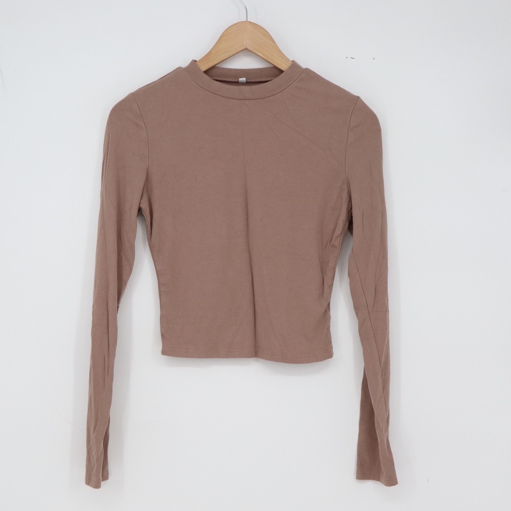 Unbranded Long Sleeve Top Womens S Mauve Brown Cropped Slim Fit Excellent